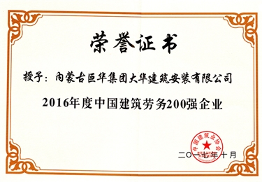 2016年度中國勞務200強企業