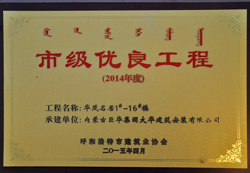 市級優(yōu)良工程